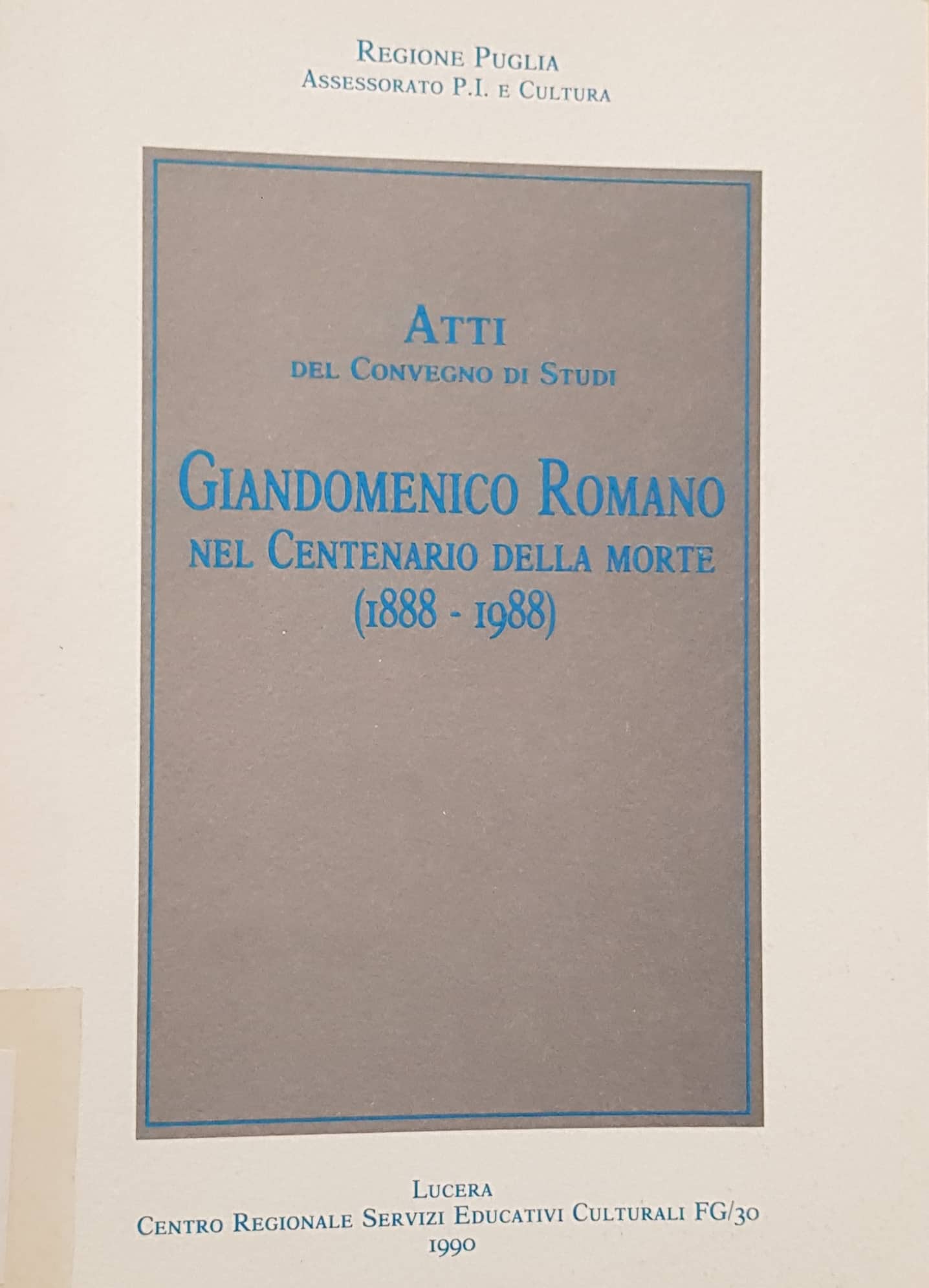 Copertina di Giandomenico Romano nel centenario della morte (1888-1988)