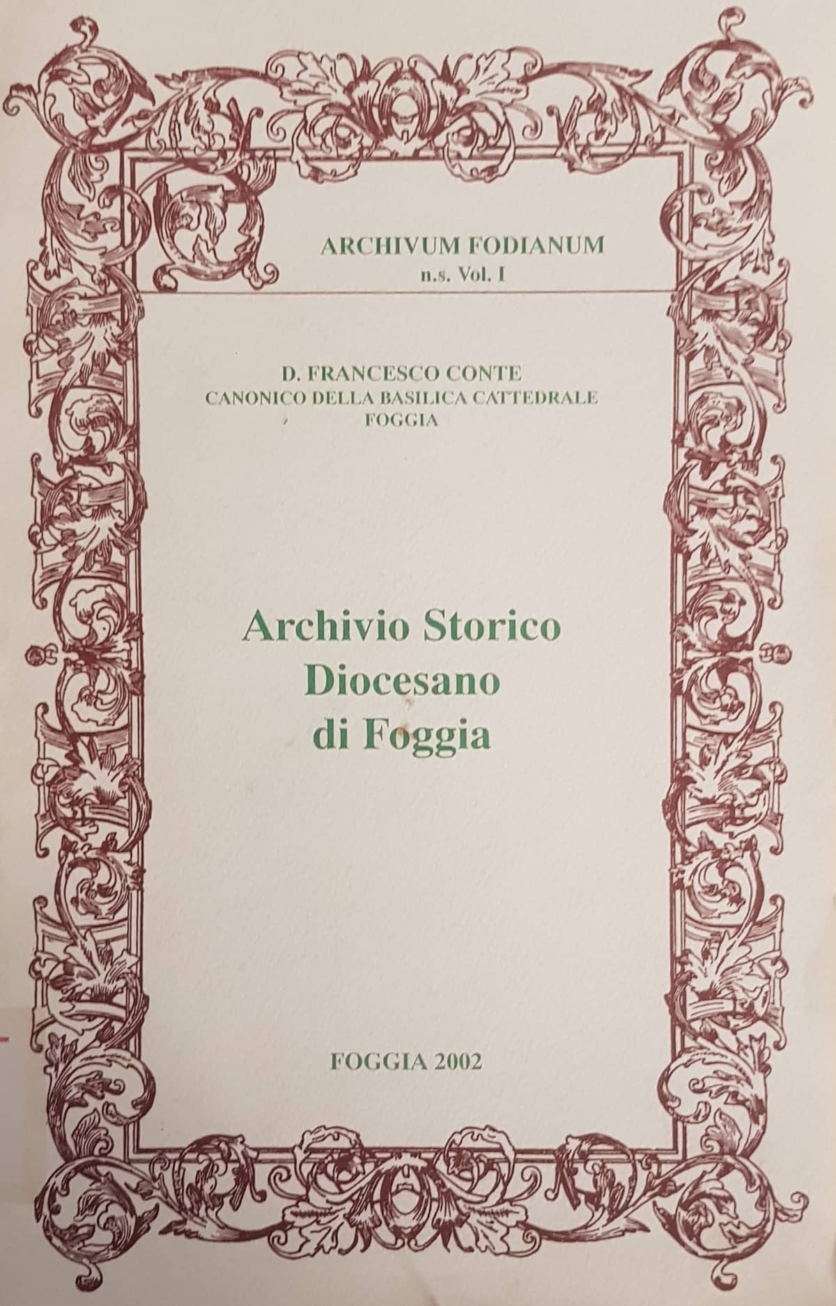 Copertina di Archivio storico diocesano di Foggia