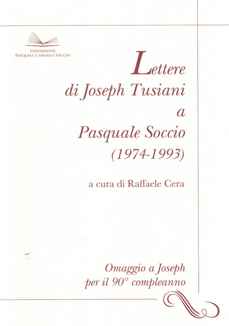 Copertina di Lettere di Joseph Tusiani a Pasquale Soccio (1974-1993)