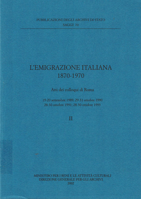 Copertina di L'emigrazione italiana 1870-1970 