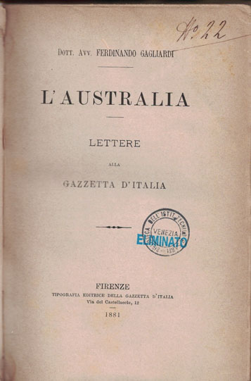 Copertina di L'australia - lettere alla gazzetta d'italia